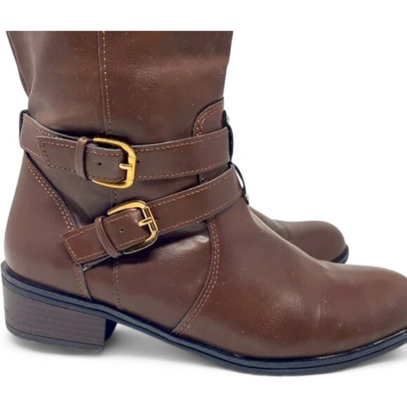 Arizona Riding Boots Women's 7 M Brown Faux Leather Tall Memory Foam Lined NEW - Picture 4 of 9